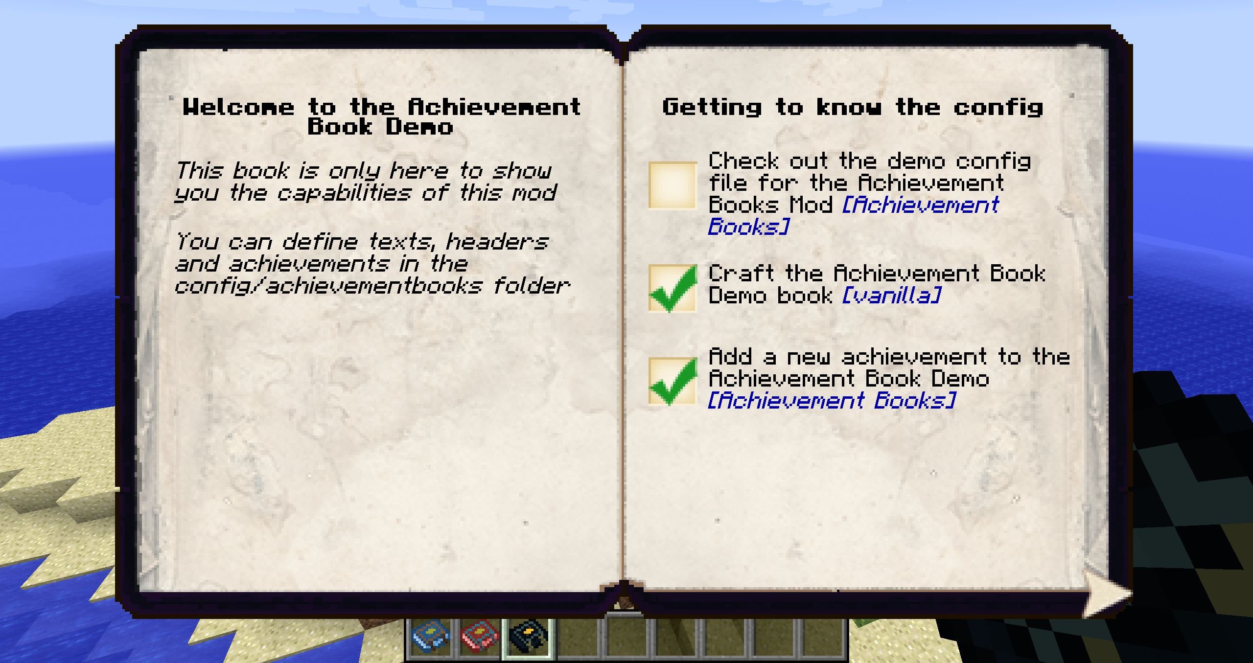 Minecraft book mod. Minecraft achievements.