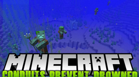  Conduits Prevent Drowned  Minecraft 1.14.4